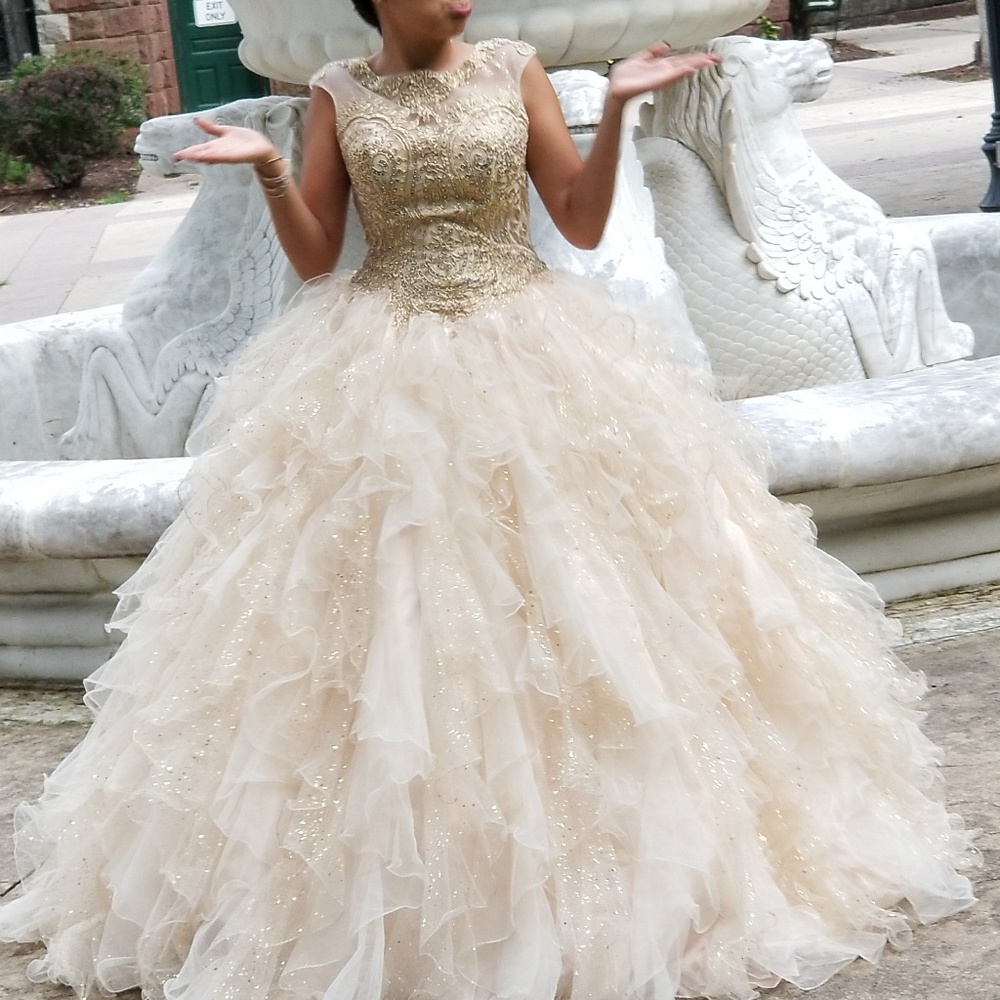 Gold and champagne sweet 16 gown